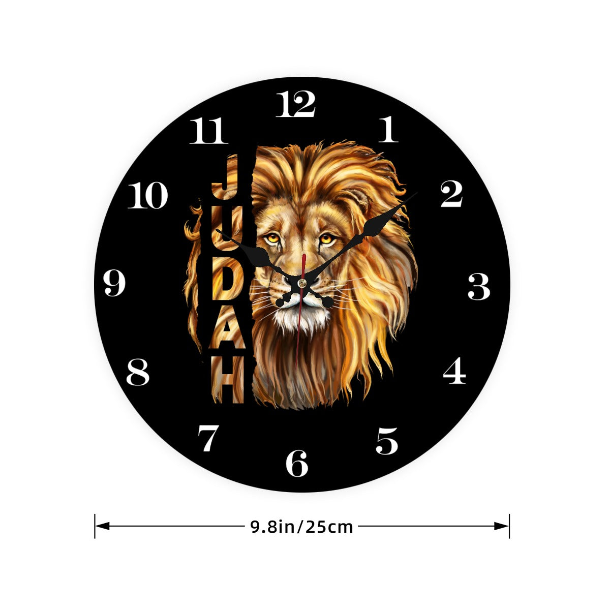 JUDAH LION Print Round Shape Wood Clock - WearYnobe