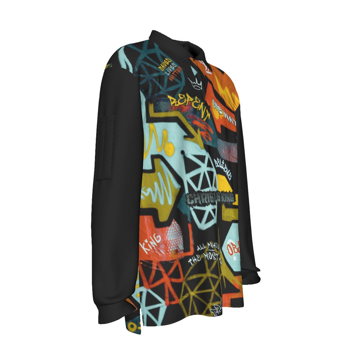 GRAFFITI GOD Long Sleeve Polo Shirt - WearYnobe