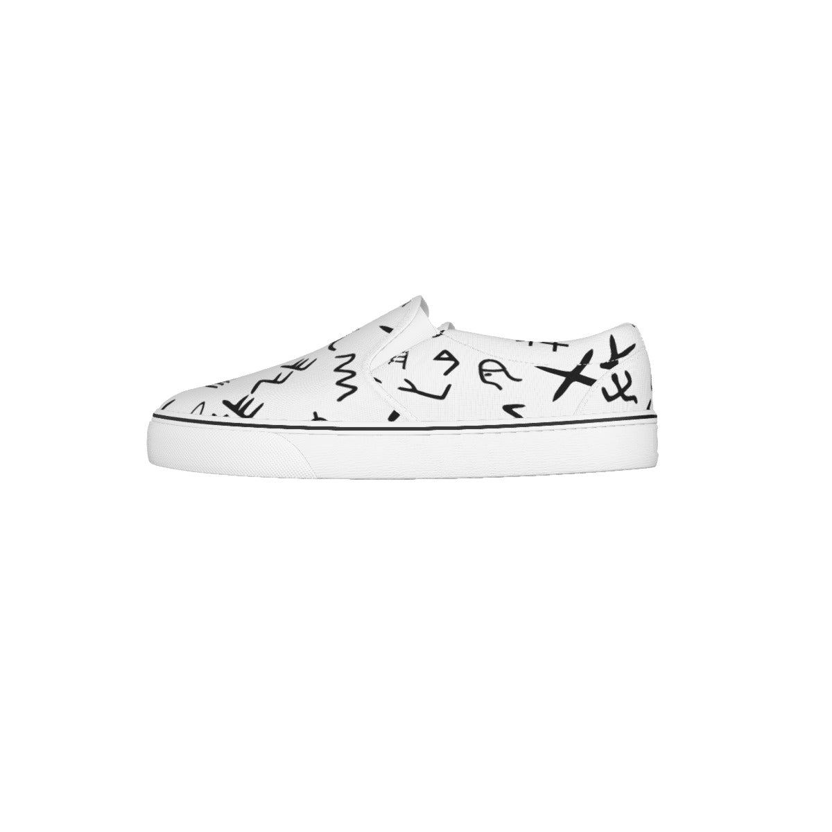 Women's AHAYAH Ancient Paleo Phoenician Pictograph Alphabet Pattern Slip On Sneakers - WearYnobe