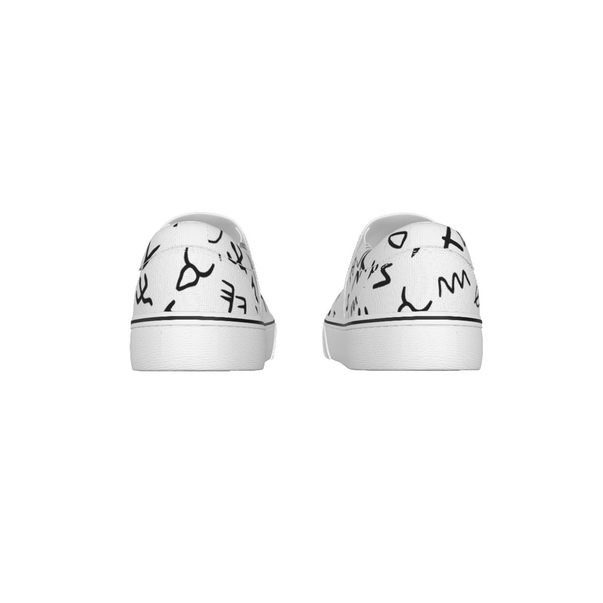 Women's AHAYAH Ancient Paleo Phoenician Pictograph Alphabet Pattern Slip On Sneakers - WearYnobe