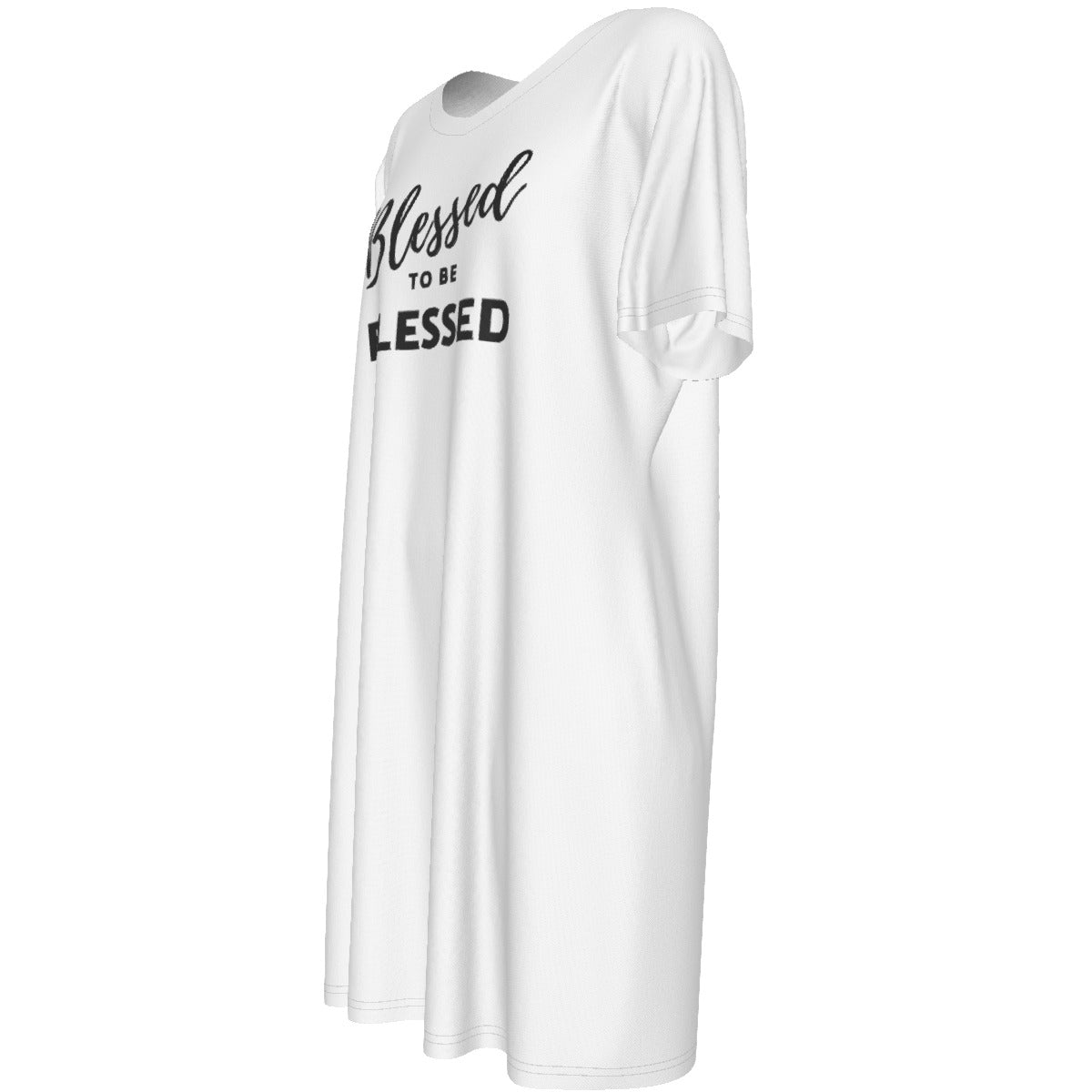 BLESSED TO BE BLESSED Short Sleeve Casual Cotton Dress - WearYnobe