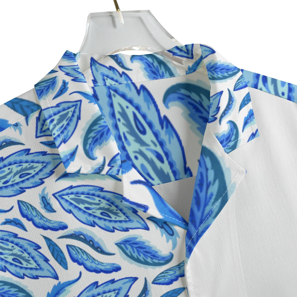 VIRTUOUS Blue Feather Print Hawaiian Shirt - WearYnobe