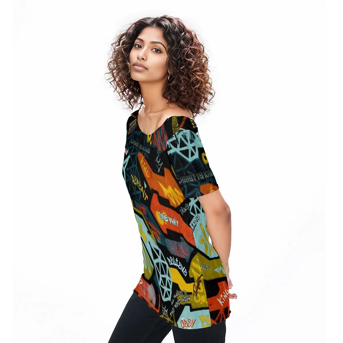 GRAFFITI GOD Off-Shoulder T-Shirt - WearYnobe