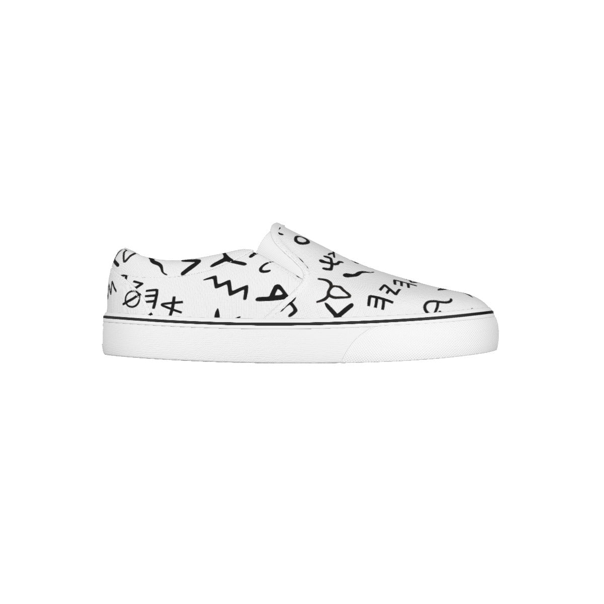 Women's AHAYAH Ancient Paleo Phoenician Pictograph Alphabet Pattern Slip On Sneakers - WearYnobe