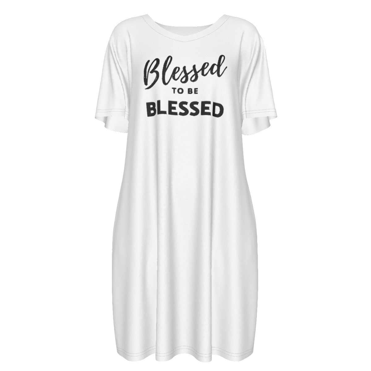 BLESSED TO BE BLESSED Short Sleeve Casual Cotton Dress - WearYnobe