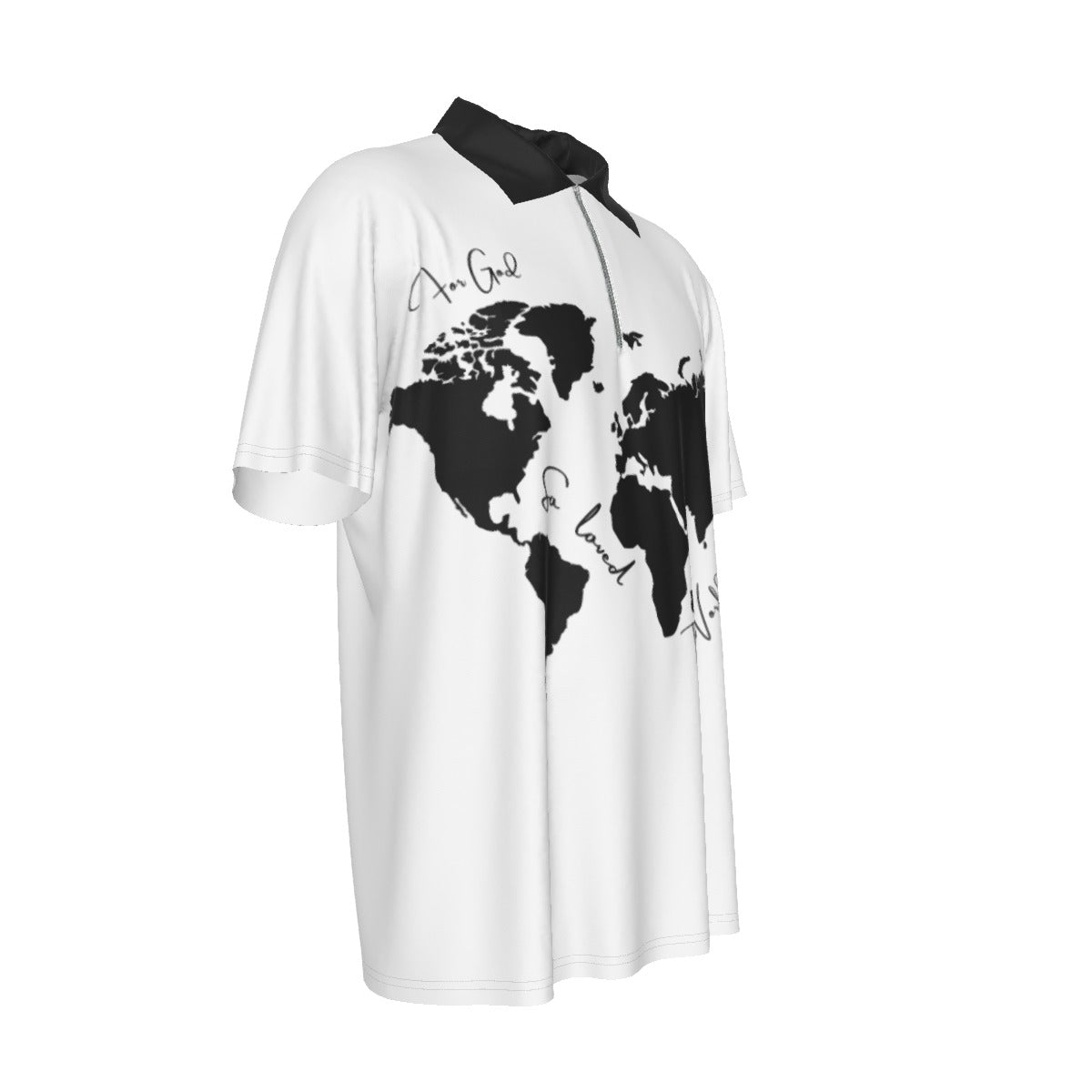 FOR GOD SO LOVED THE WORLD BELIEVE Short Sleeve Zip Collar Polo Shirt - WearYnobe