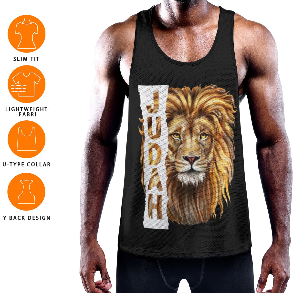 Judah  A Tribe Called Judah on Back All-Over Print Men's Slim Y-Back Muscle Tank Top - WearYnobe