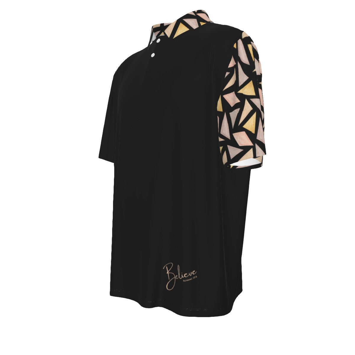 BELIEVE  Romans 10:9 Abstract Pattern Casual Polo Shirt - WearYnobe