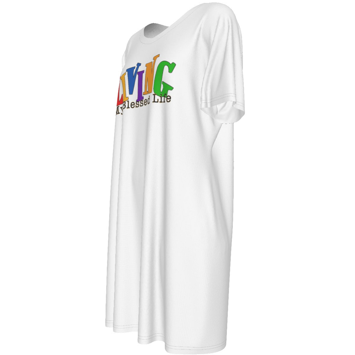 LIVING MY BLESSED LIFE Short Sleeve Casual Cotton Dress - WearYnobe