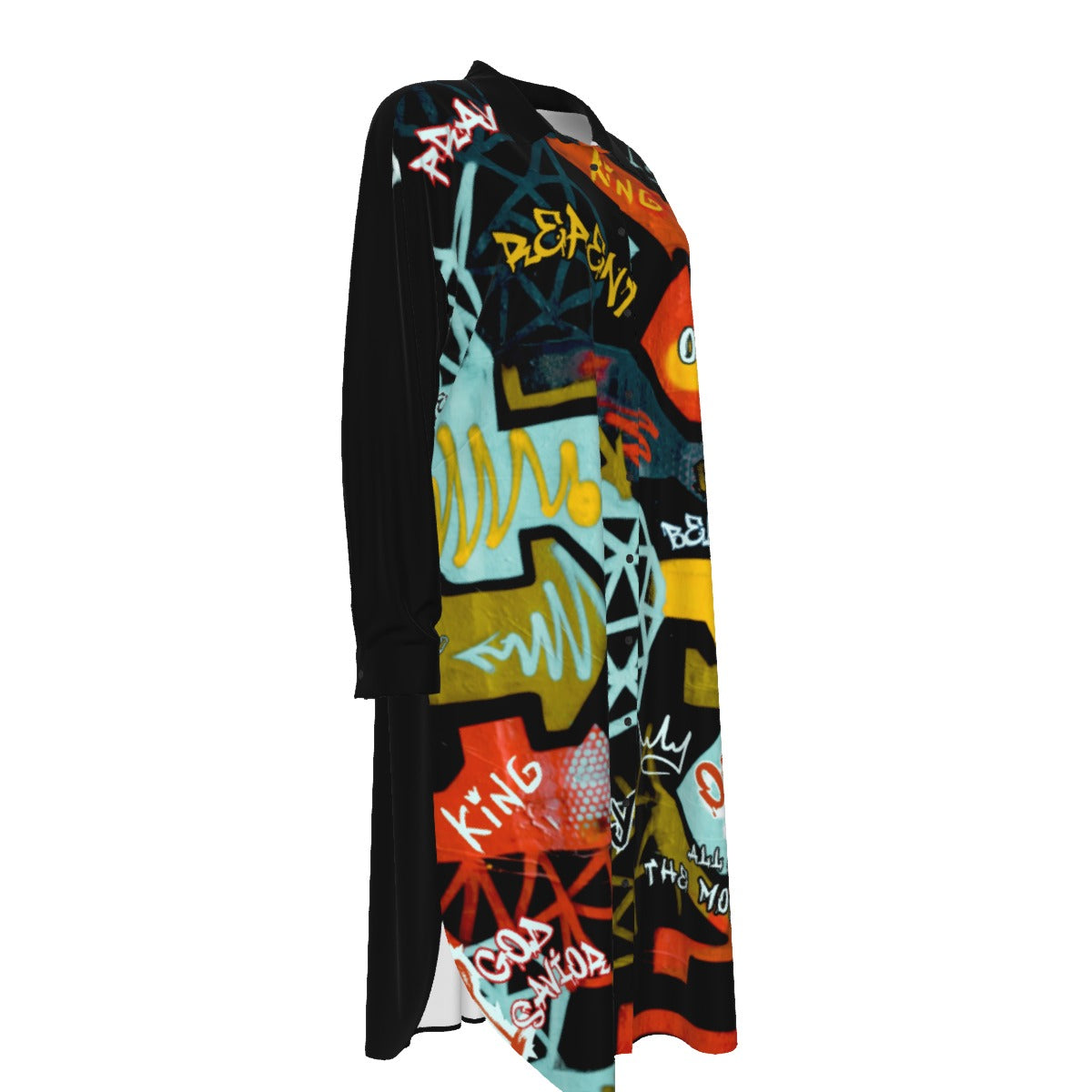 GRAFFITI GOD Long Sleeve Shirt Dress - WearYnobe