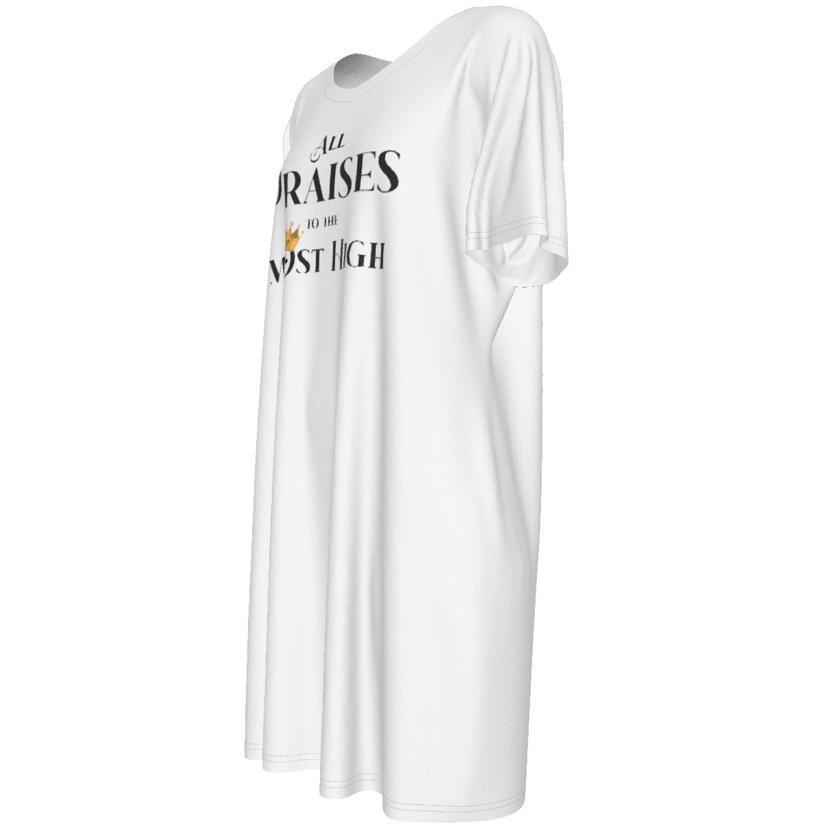 ALL PRAISES TO THE MOST HIGH Short Sleeve Casual Cotton Dress - WearYnobe