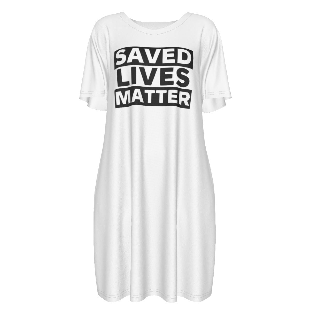 SAVED LIVES MATTER Short Sleeve Casual Cotton Dress - WearYnobe