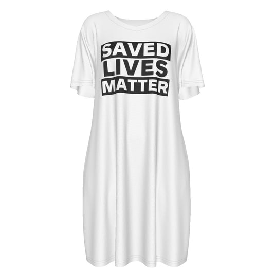 SAVED LIVES MATTER Short Sleeve Casual Cotton Dress - WearYnobe