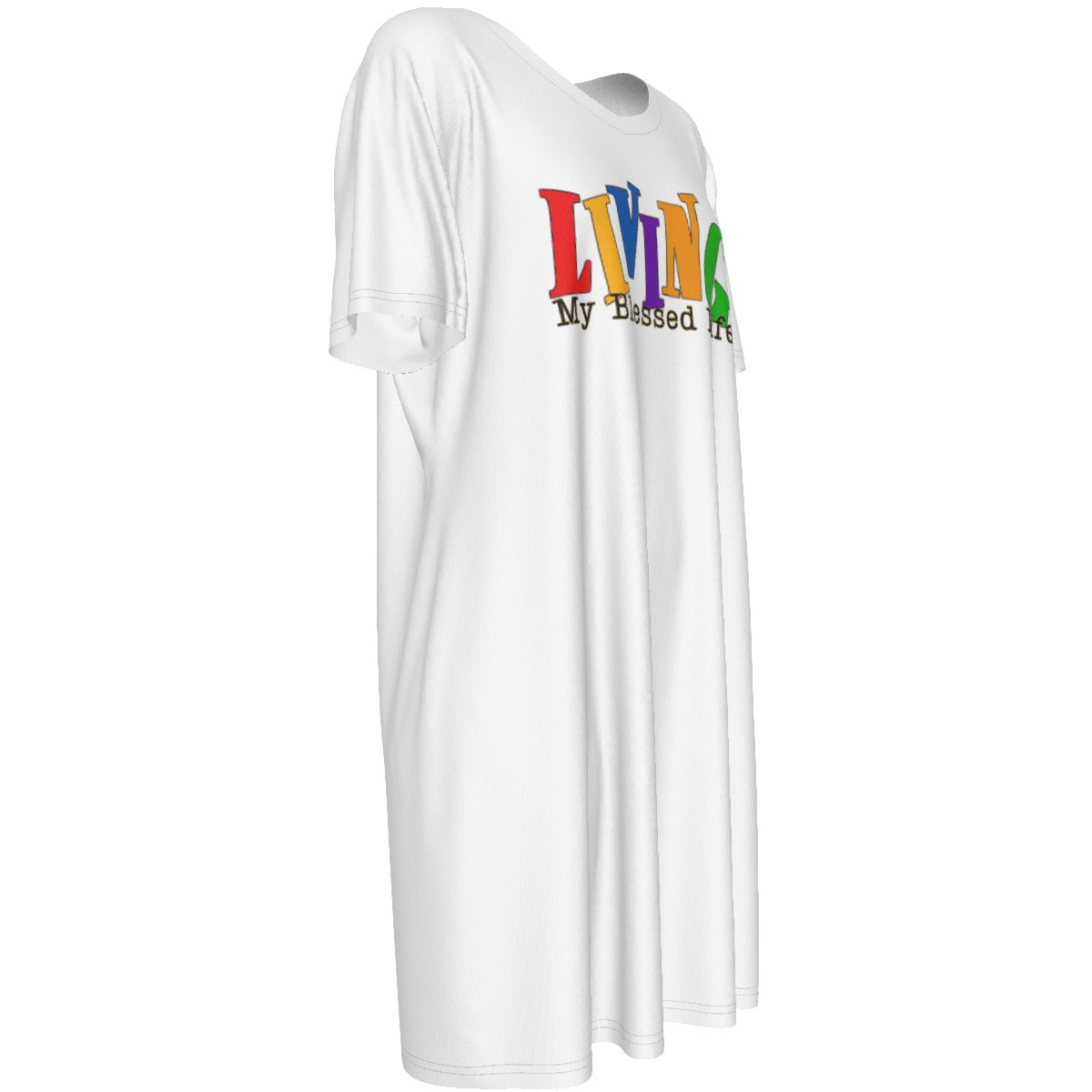 LIVING MY BLESSED LIFE Short Sleeve Casual Cotton Dress - WearYnobe