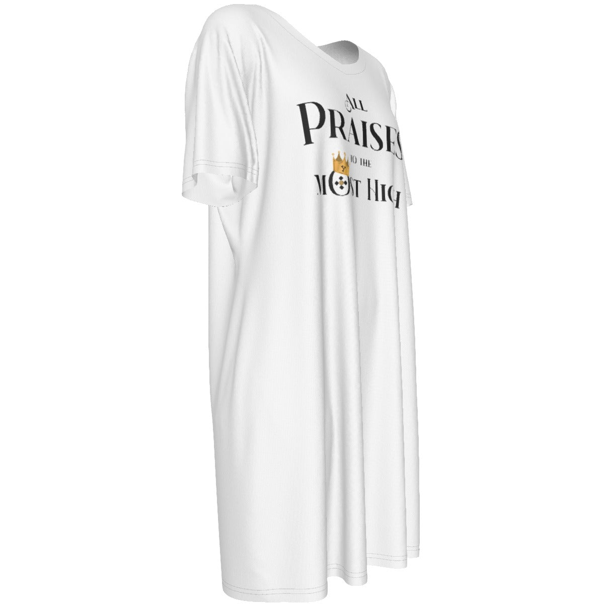 ALL PRAISES TO THE MOST HIGH Short Sleeve Casual Cotton Dress - WearYnobe