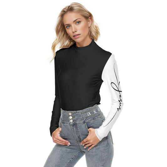 JESUS Sleeve Black and White Turtleneck Top - WearYnobe