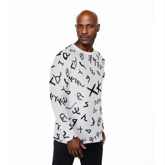 YAHUAH Ancient Paleo Phoenician Pictograph Alphabet Pattern Long Sleeve T-Shirt - WearYnobe