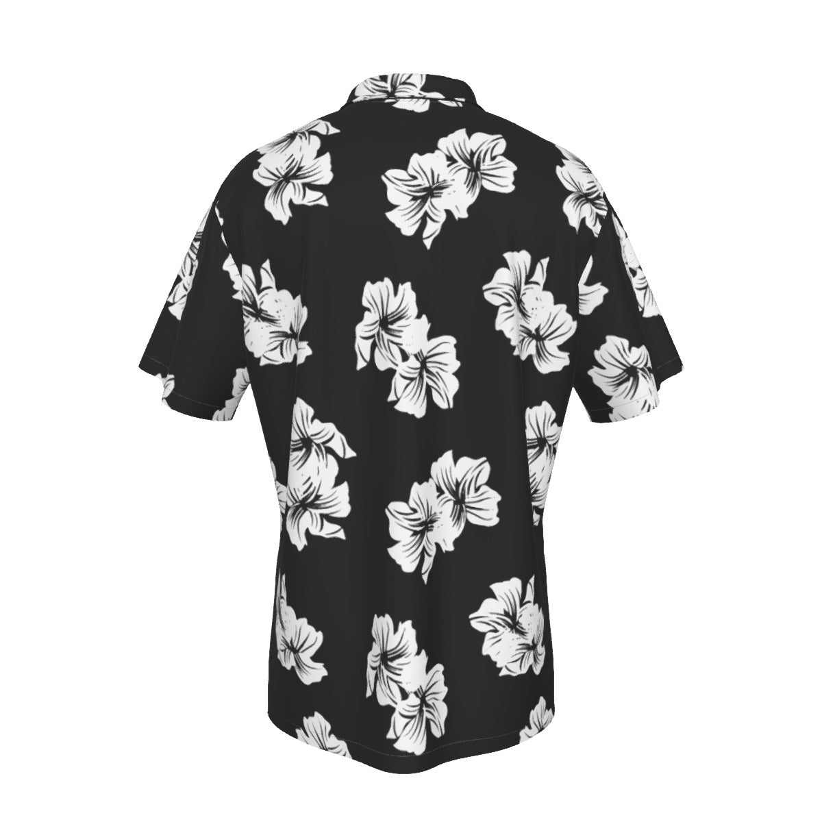 BLESSED 1 John 2:27 Black and White Floral Print Hawaiin Button Shirt With Pocket - WearYnobe
