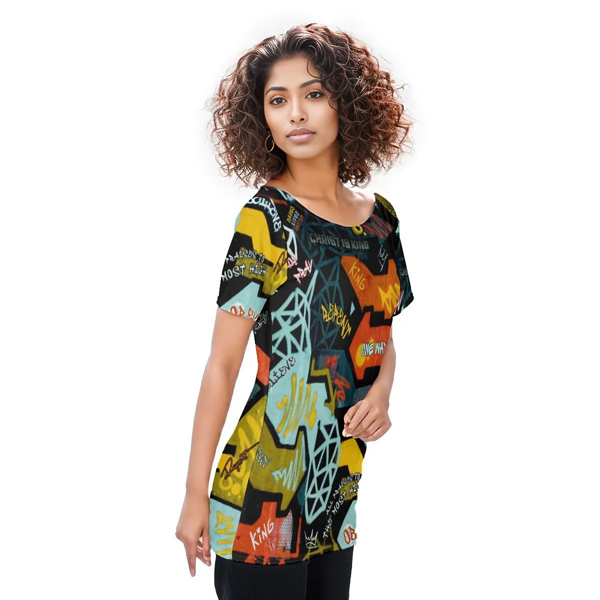 GRAFFITI GOD Off-Shoulder T-Shirt - WearYnobe