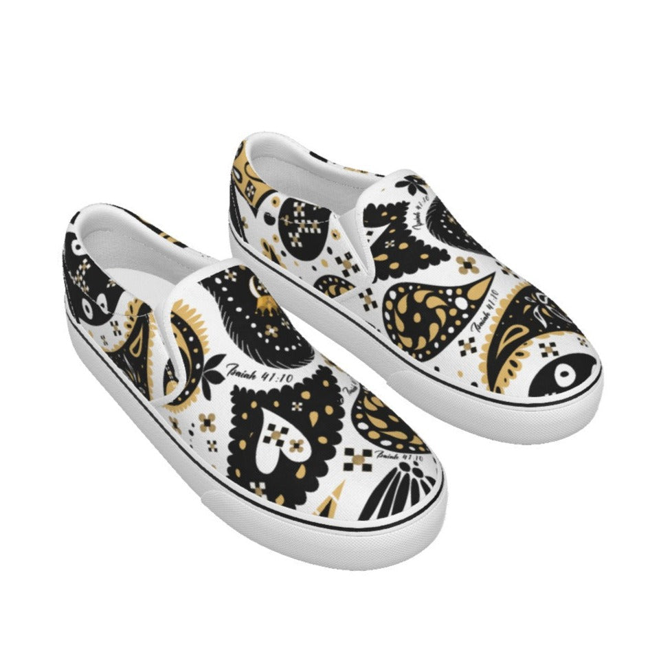 Men's ISAIAH 41:10 Paisley Slip On Canvas Sneakers - WearYnobe