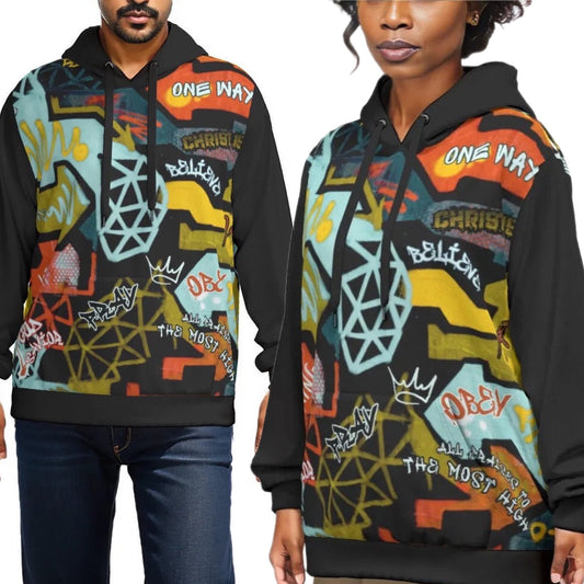 GRAFFITI GOD Unisex Black Sleeve Pullover Cotton Hoodie