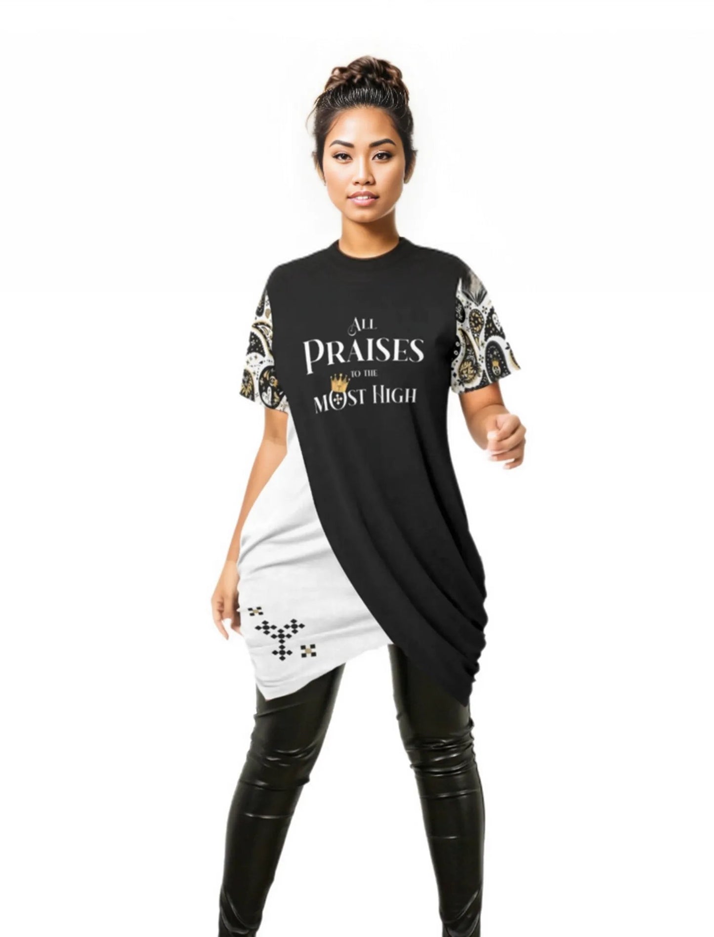 ALL PRAISES TO THE MOST HIGH Stacked Hem Shirt (Plus Size) - WearYnobe