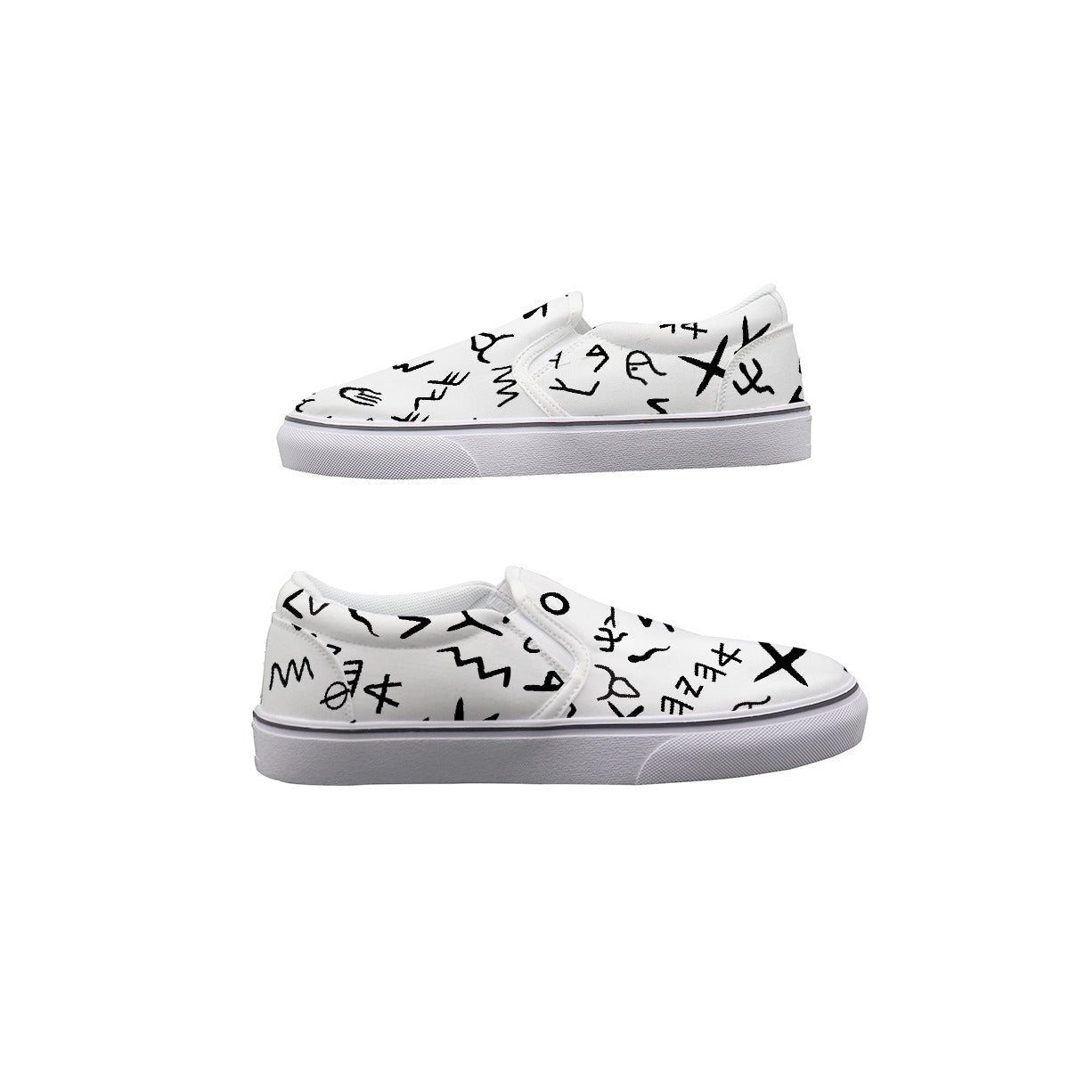 KId's AHAYAH Ancient Paleo Phoenician Pictograph Alphabet Pattern Slip On Sneakers - WearYnobe