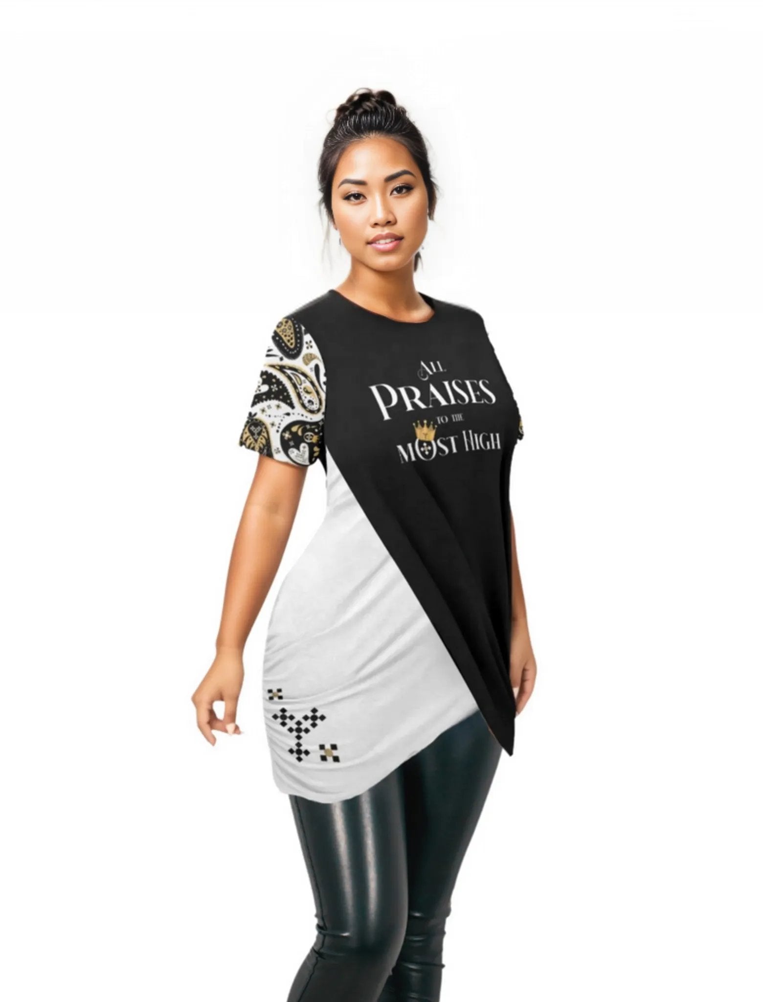 ALL PRAISES TO THE MOST HIGH Stacked Hem Shirt (Plus Size) - WearYnobe