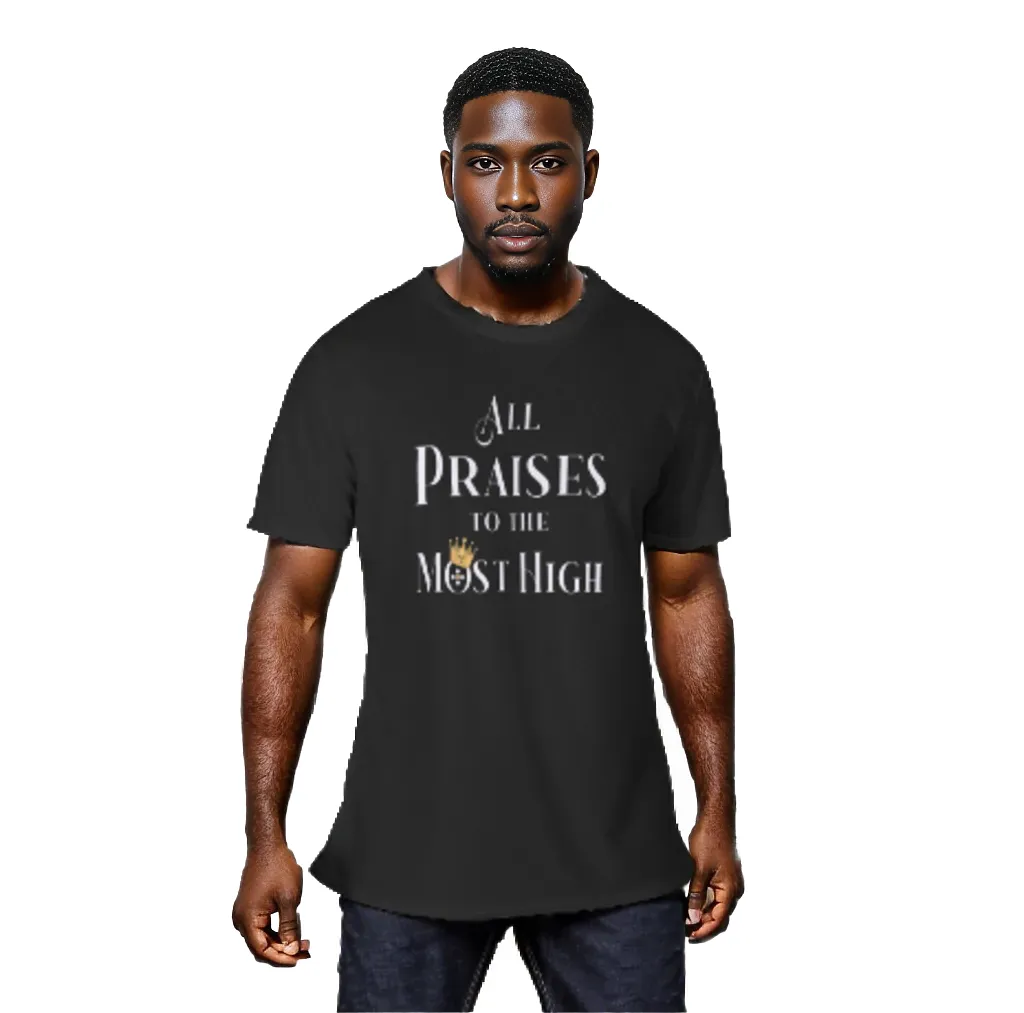 ALL PRAISES TO THE MOST HIGH Psalm 7:17 Scripture Paisley Sleeve Black T Shirt - WearYnobe