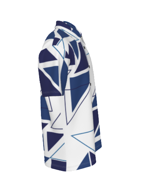 BLESSED Matthew 5:6 Blue Abstract Print Short Sleeve Button Shirt - WearYnobe