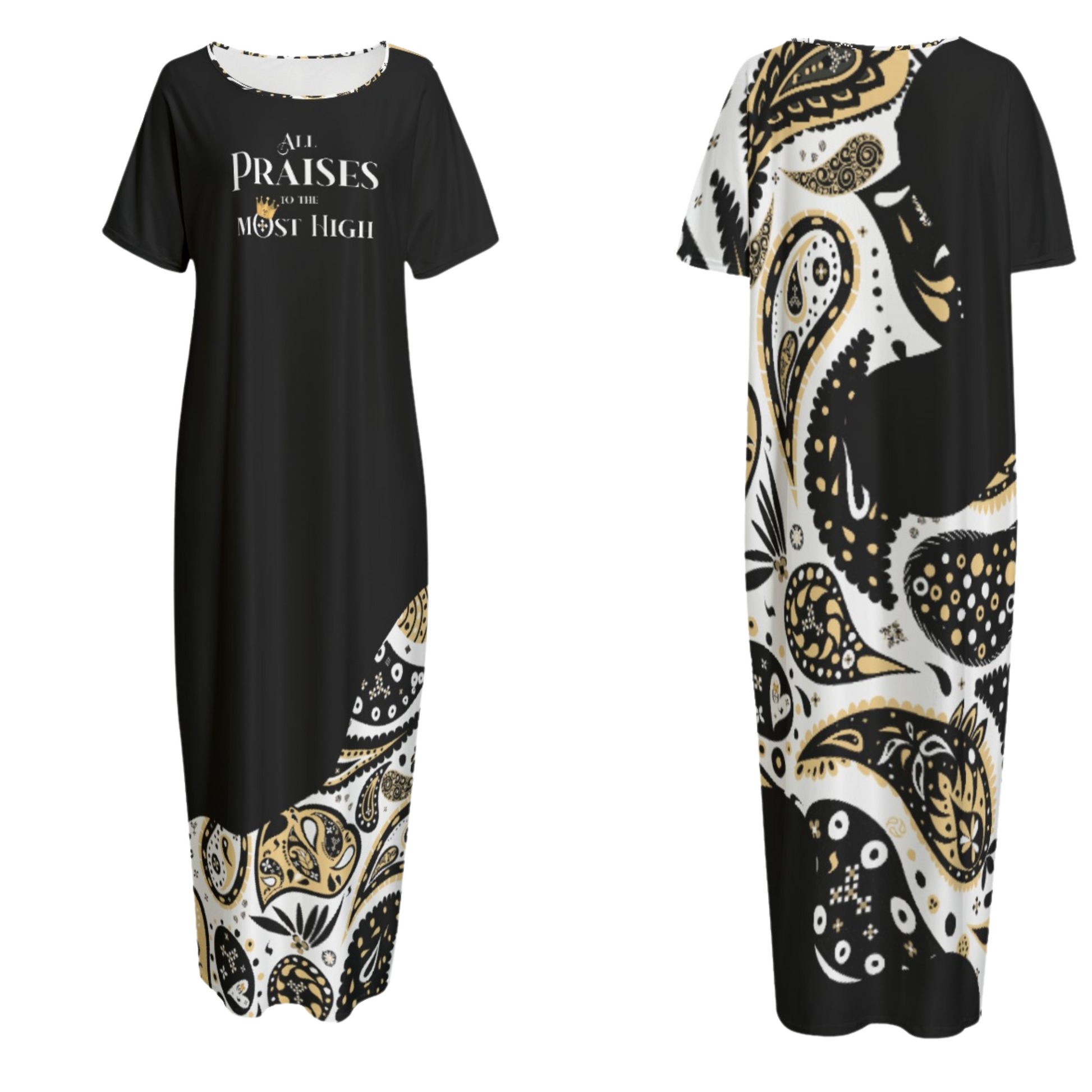 ALL PRAISES TO THE MOST HIGH Long Loose Dress With Pockets - WearYnobe