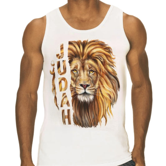 JUDAH LION Hemmed White Vest  T Shirt - WearYnobe