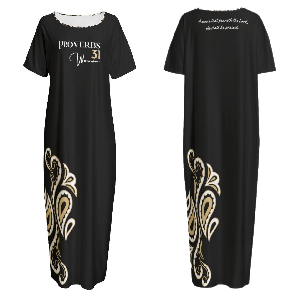 PROVERBS 31 Woman Paisley Long Gown Dress With Pockets - WearYnobe
