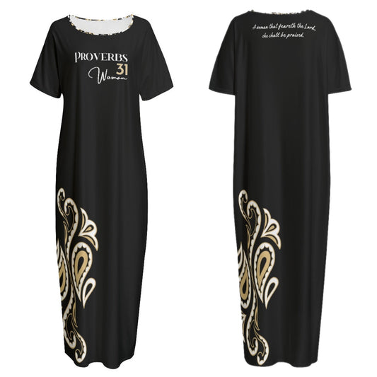 PROVERBS 31 Woman Paisley Long Gown Dress With Pockets - WearYnobe