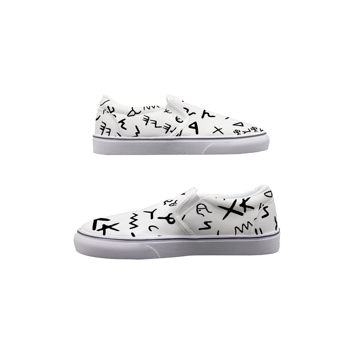 KId's AHAYAH Ancient Paleo Phoenician Pictograph Alphabet Pattern Slip On Sneakers - WearYnobe