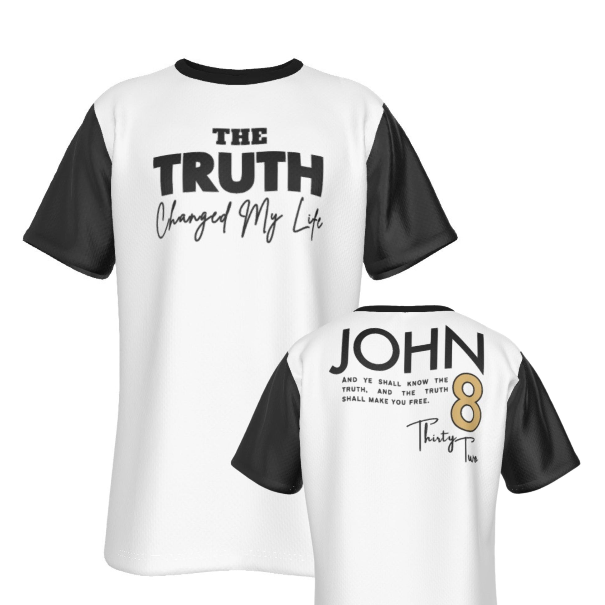 THE TRUTH CHANGED MY LIFE John 8:32 Scripture Black Sleeve T Shirt - WearYnobe