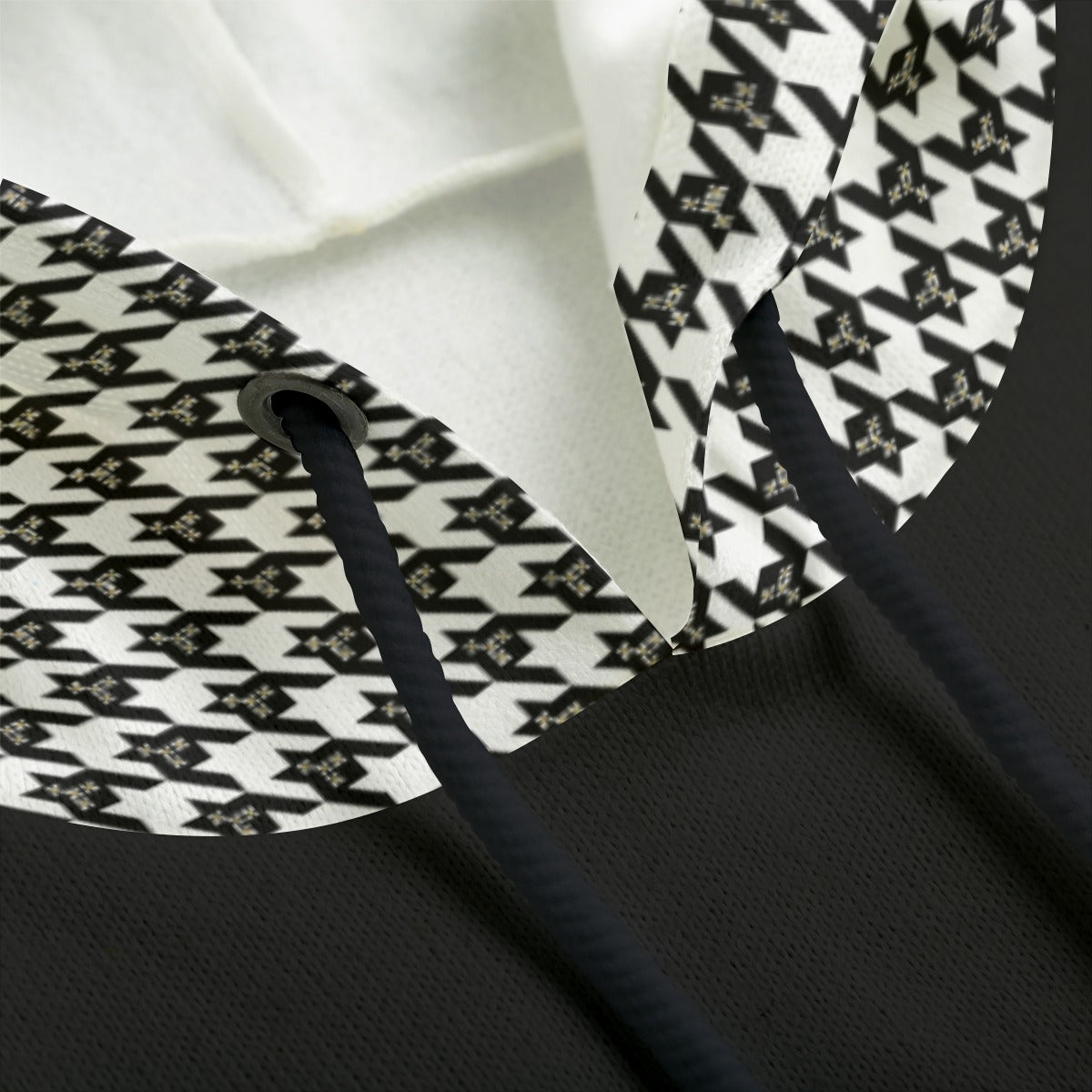 VIRTUOUS Houndstooth Print Knitted Fleece Cloak With Pockets - WearYnobe