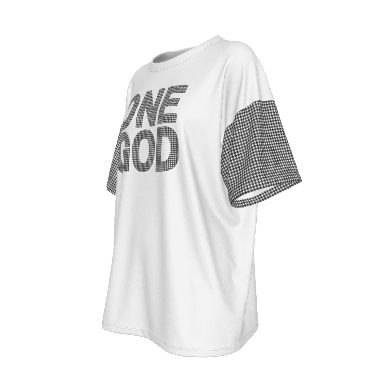 ONE GOD Houndstooth Print Drop Shoulder T Shirt - WearYnobe
