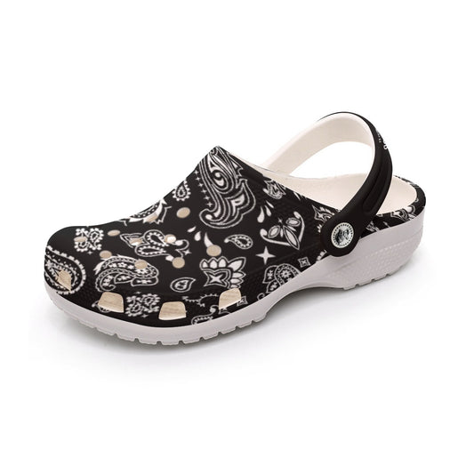 Women's ONE GOD Paisley Black Clogs - WearYnobe