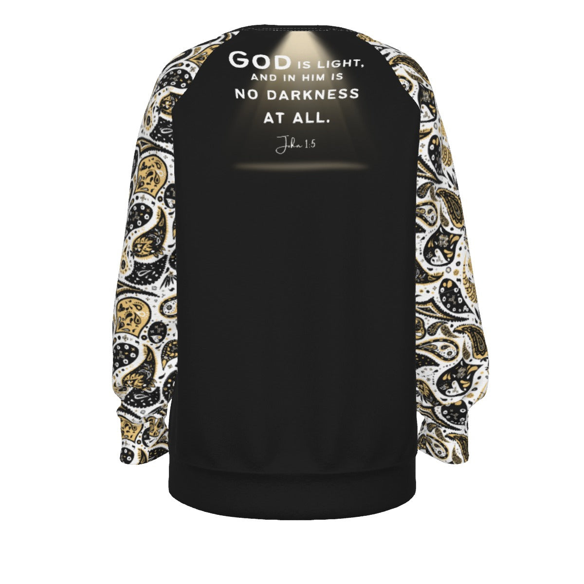 COME TO THE LIGHT Black Paisley Sleeve Sweatshirt - WearYnobe