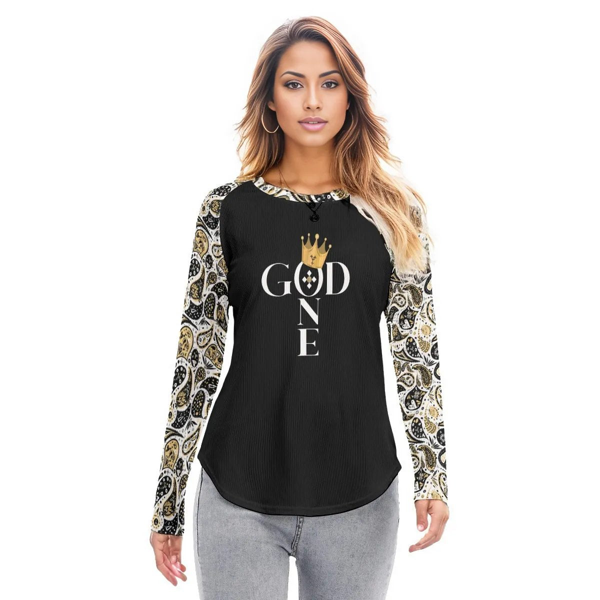 ONE GOD 1 Timothy 2:5 Scripture Paisley Long Sleeve Shirt - WearYnobe