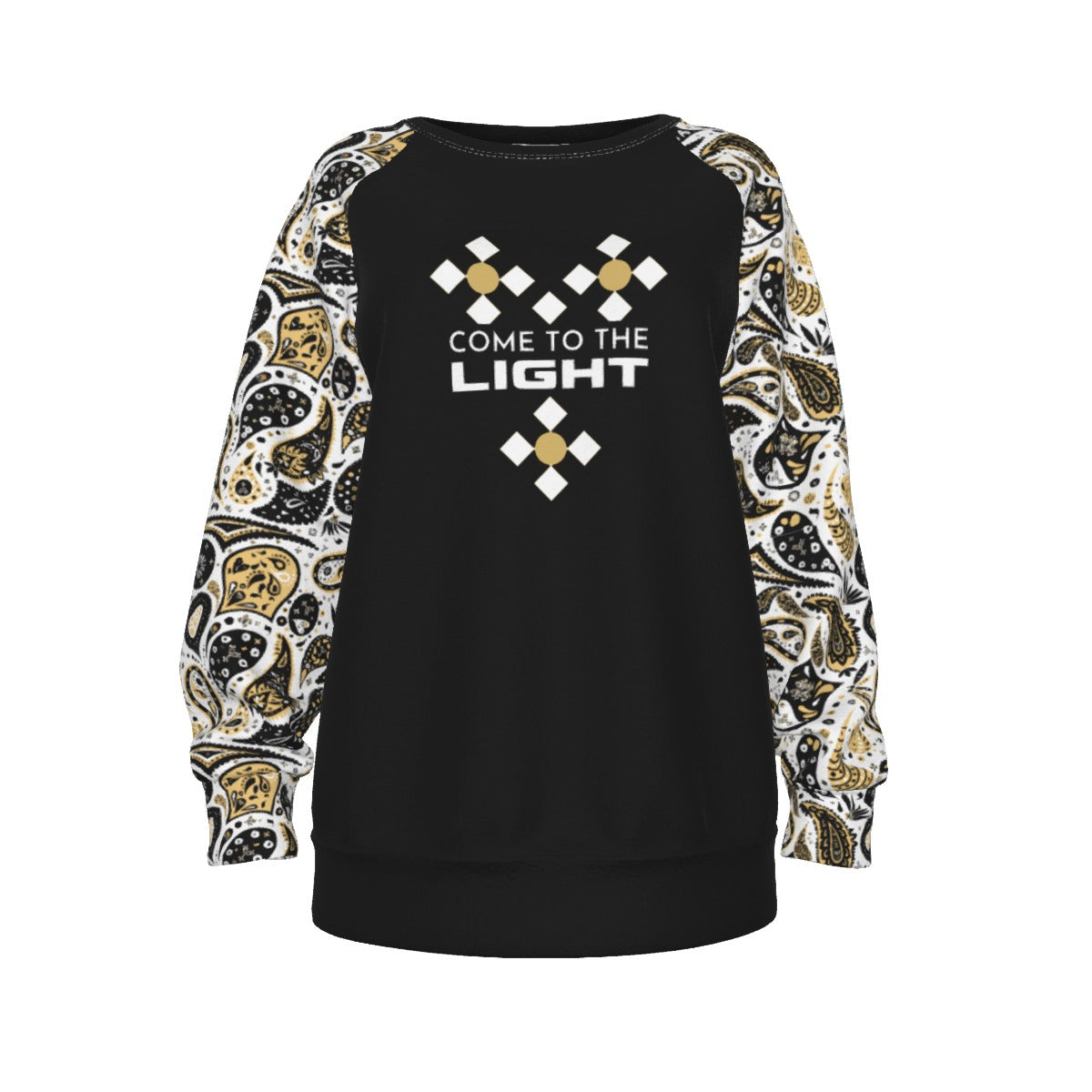 COME TO THE LIGHT Black Paisley Sleeve Sweatshirt - WearYnobe