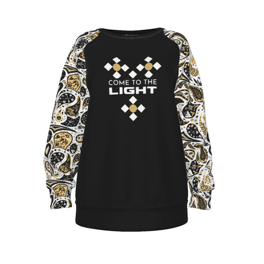 COME TO THE LIGHT Black Paisley Sleeve Sweatshirt - WearYnobe