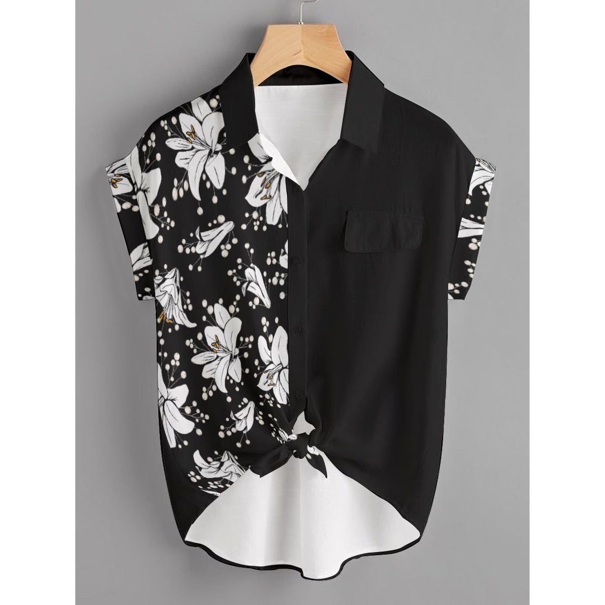 REPENT Floral Print Button T Shirt (Plus Size) - WearYnobe
