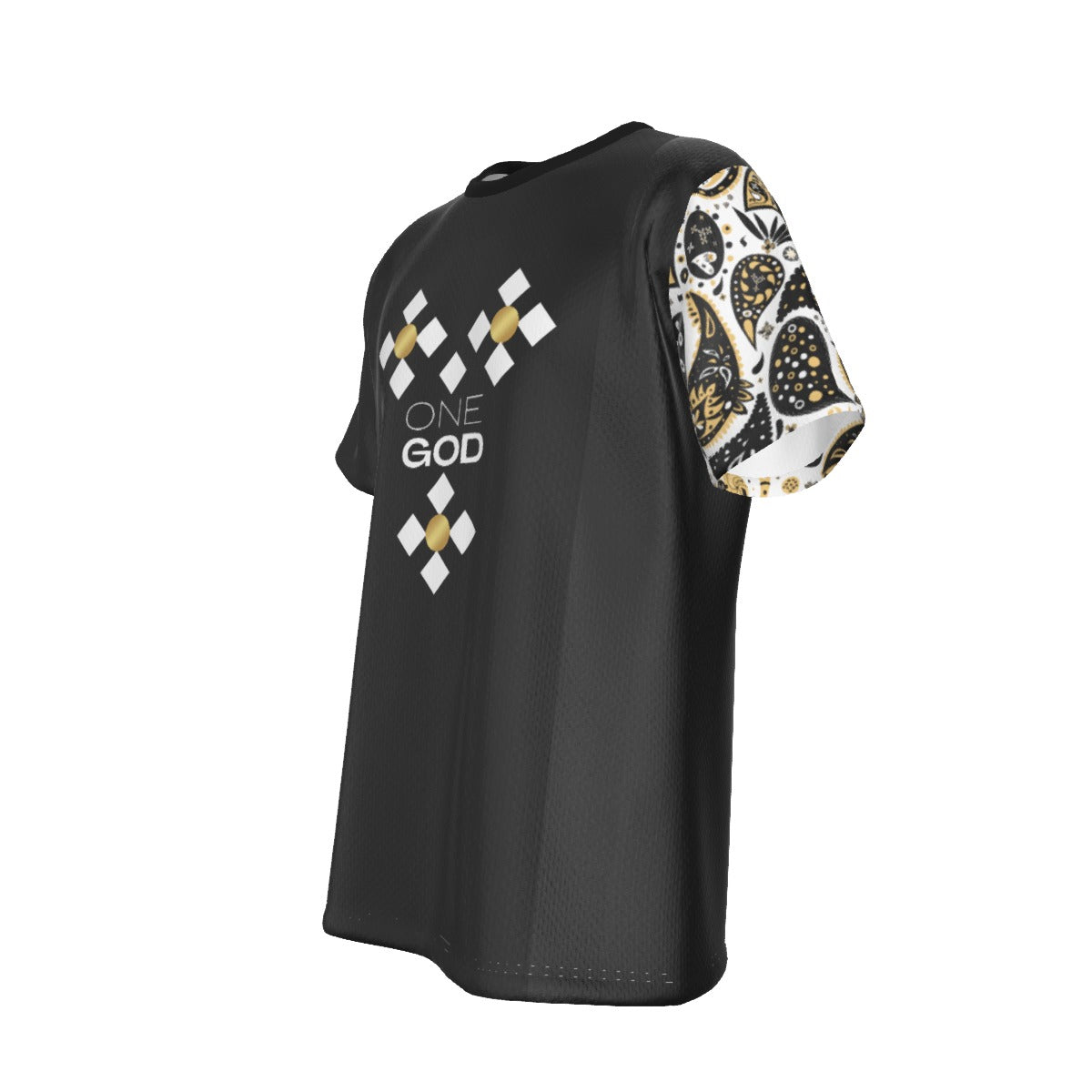 ONE GOD Isaiah 2:5 Scripture Paisley Sleeve Black T Shirt - WearYnobe