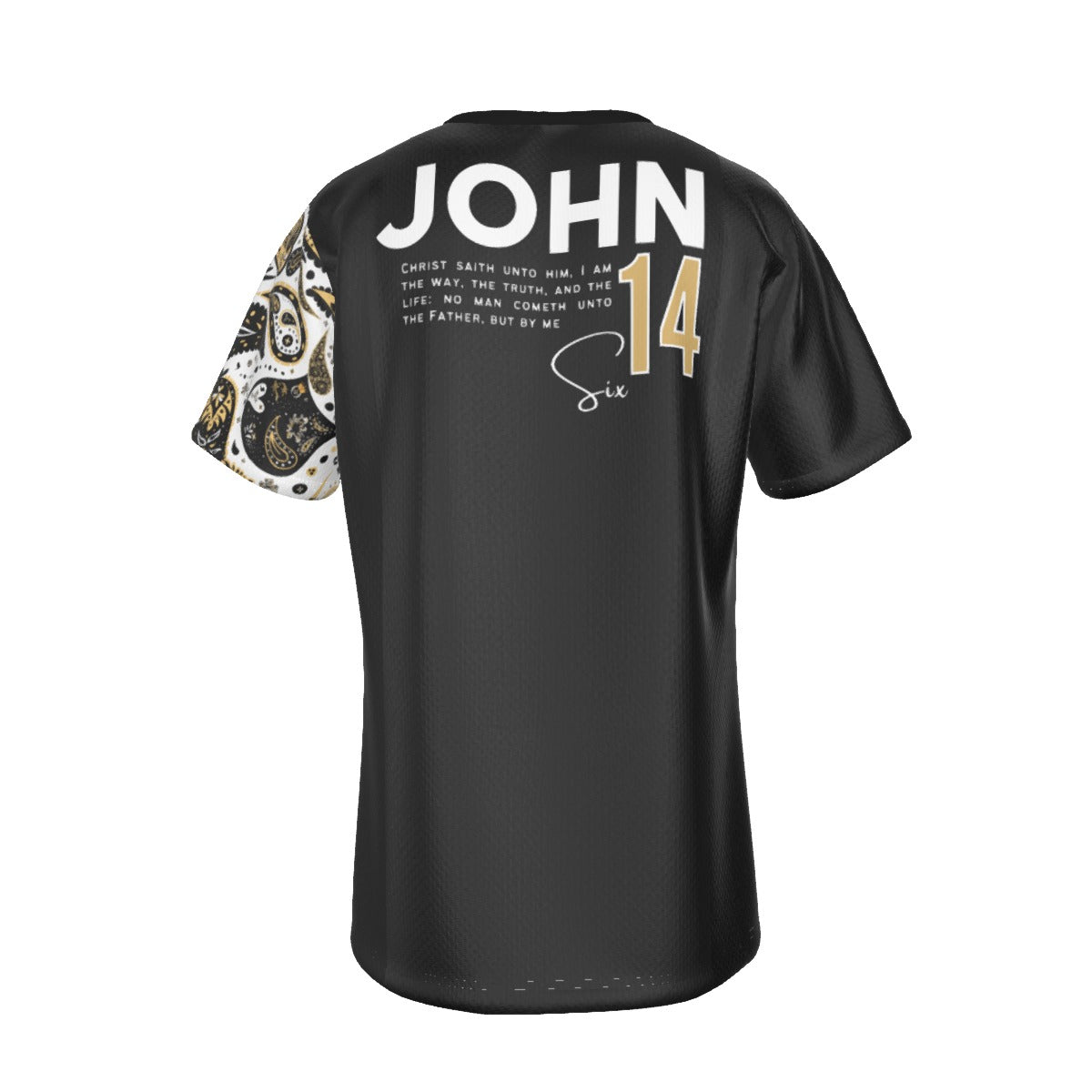 YASHAYA - The Way, The Truth, The Life John 14:6 Scripture Paisley Sleeve Black T Shirt - WearYnobe