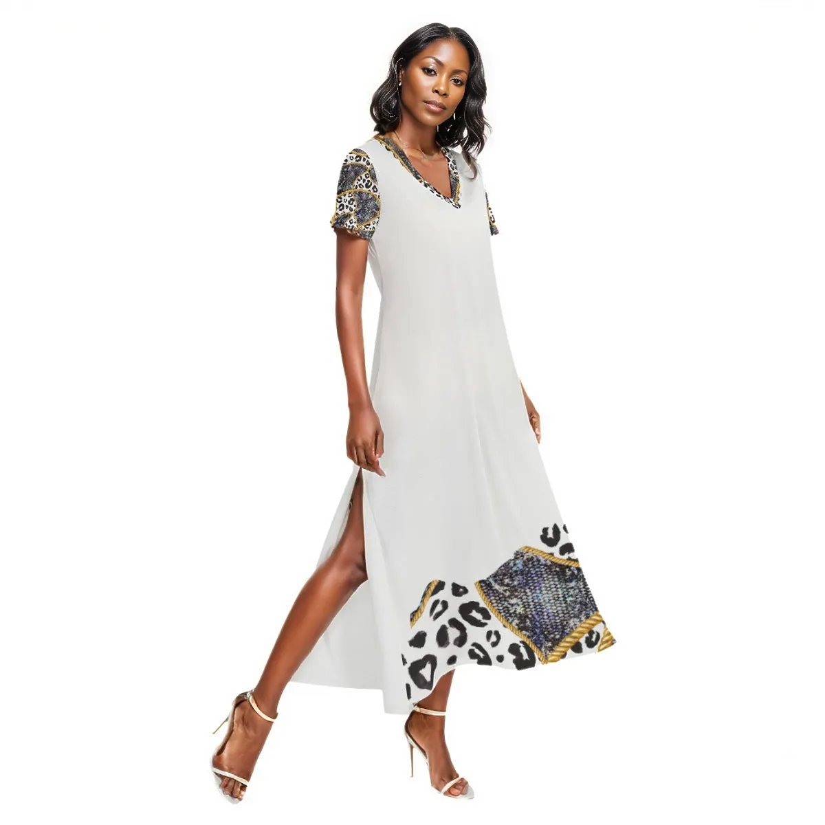 BELIEVE John 3:16 Leopard Snake Chain Print White Dress - WearYnobe