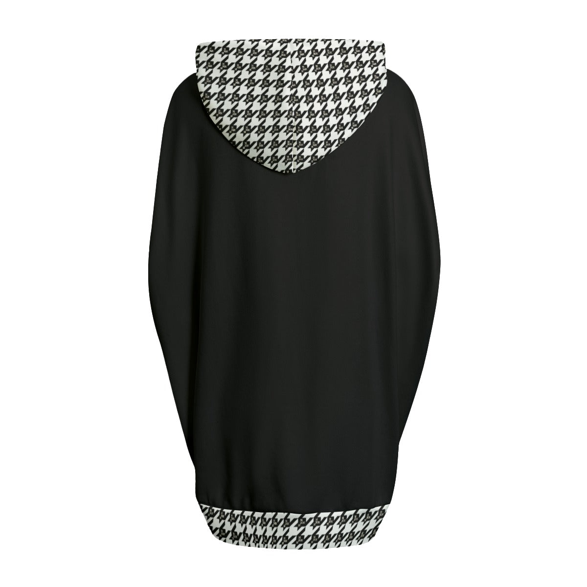 VIRTUOUS Houndstooth Print Knitted Fleece Cloak With Pockets - WearYnobe