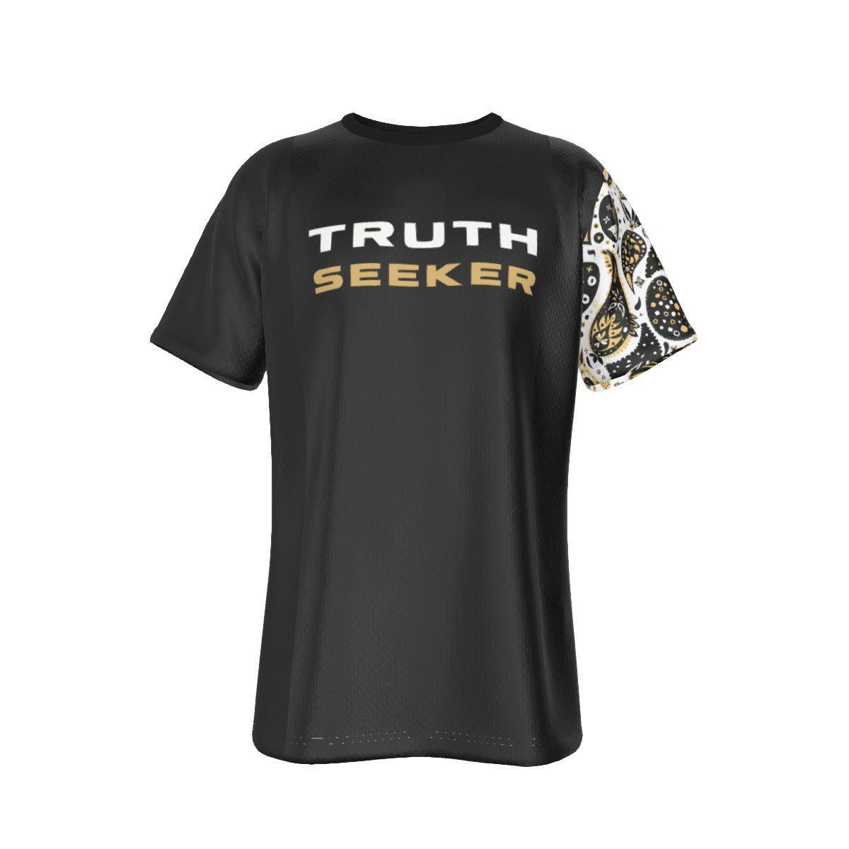 TRUTH SEEKER The Truth Shall Set You Free John 8:32 ScripturePaisley Sleeve Black T Shirt - WearYnobe
