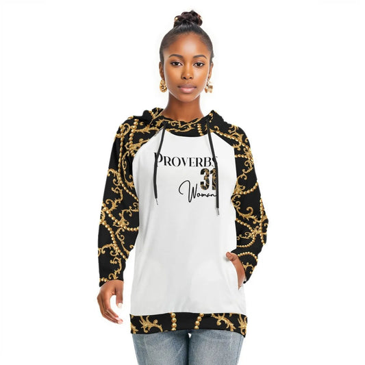 PROVERBS 31 WOMAN Baroque Beaded Pattern Sleeve Lightweight Thin Hoodie - WearYnobe